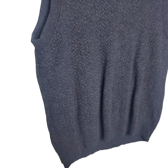 Nordstrom Cable Knit Sweater Vest Grey 100% Extra Fine Merino Wool Large Men's - Picture 5 of 11